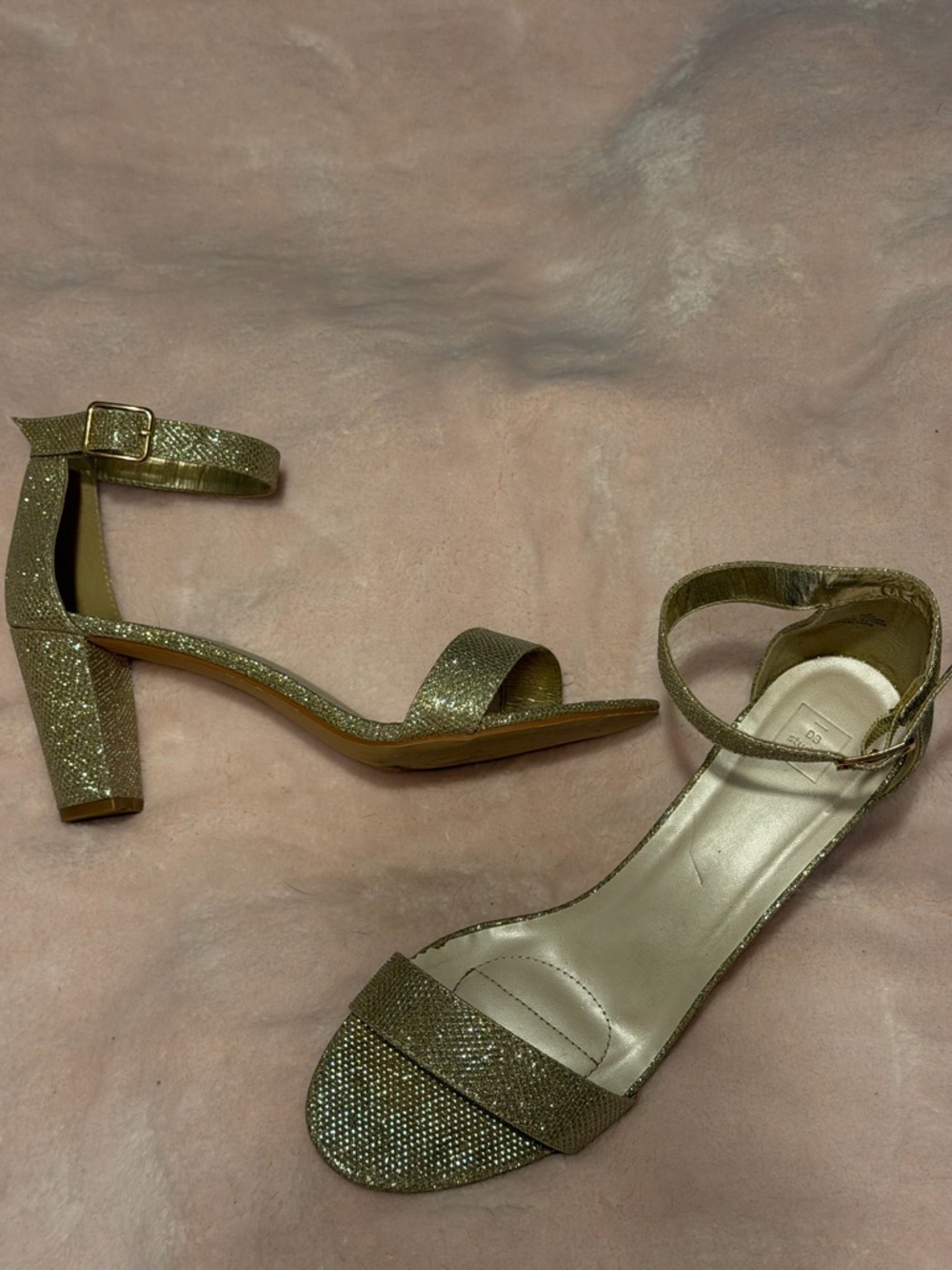 Gold Women's Ankle-Strap Block Heels